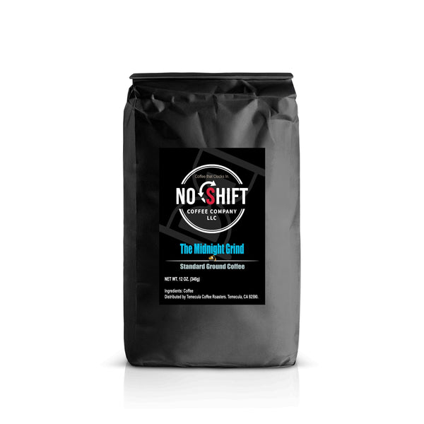 No Shift Coffee Company | The Midnight Grind — 6 Bean Dark Roast Blend | Ground | 12oz